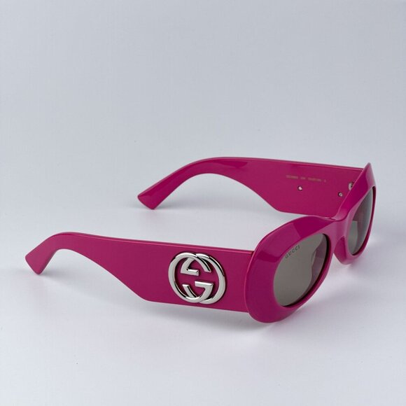 Gucci GG1696S 004 BRAND NEW Sunglasses Fuchsia Pink Grey Women Oval - Picture 6 of 10